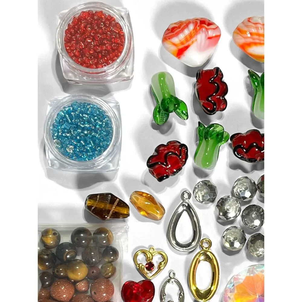 VTG to Now Beads Glass Stone Lampwork Art Variety Colorful Jewelry Making Crafts